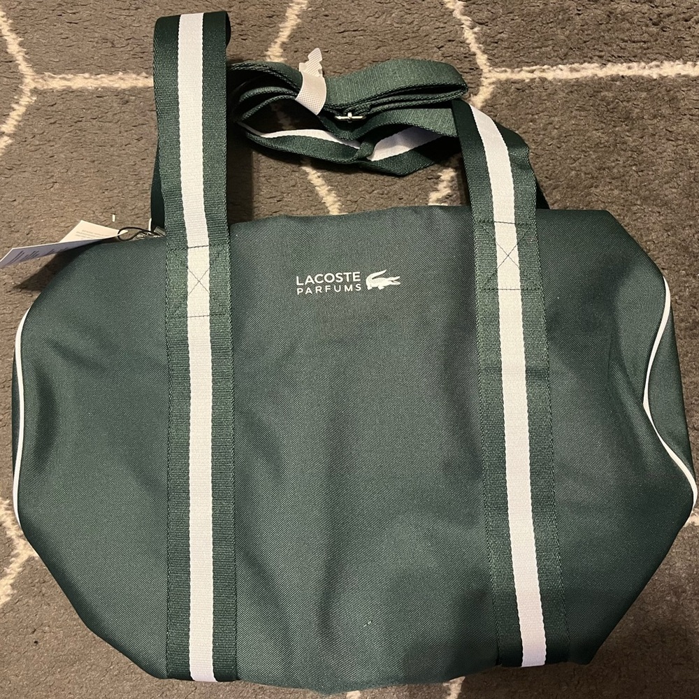 Lacoste Green Duffel Bag with White Accents